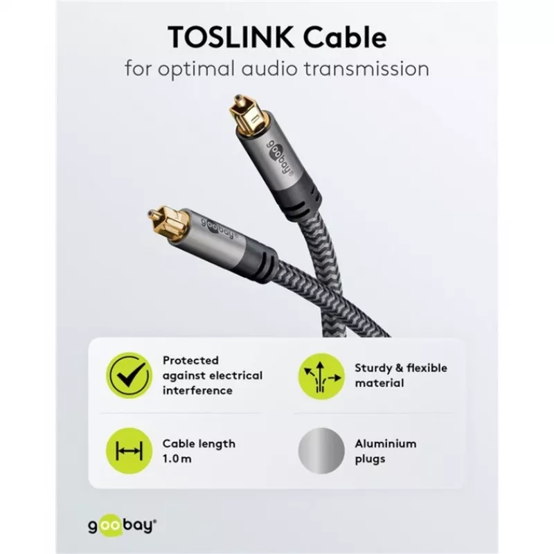 Plus Toslink-kaapeli (musta/hopea, 5 metriä)