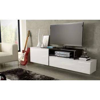 Cama TV-kaappi SIGMA 3 180 valkoinen/valkoinen kiiltävä + musta