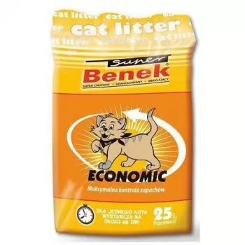 Paakkuuntuva hiekka Super Benek Economic 25 L — bentoniittigranaatti, hajunpoisto, biohajoava