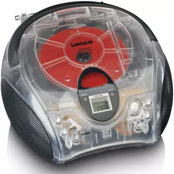 Kannettava radio ja CD-soitin Lenco SCD-24TR — FM, 4W lähtöteho, LCD, teleskooppiantenni, verkko-/paristokäyttö, 6×C-paristoa