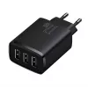Baseus kompakti pikalaturi, 3x USB, 17 W (musta)