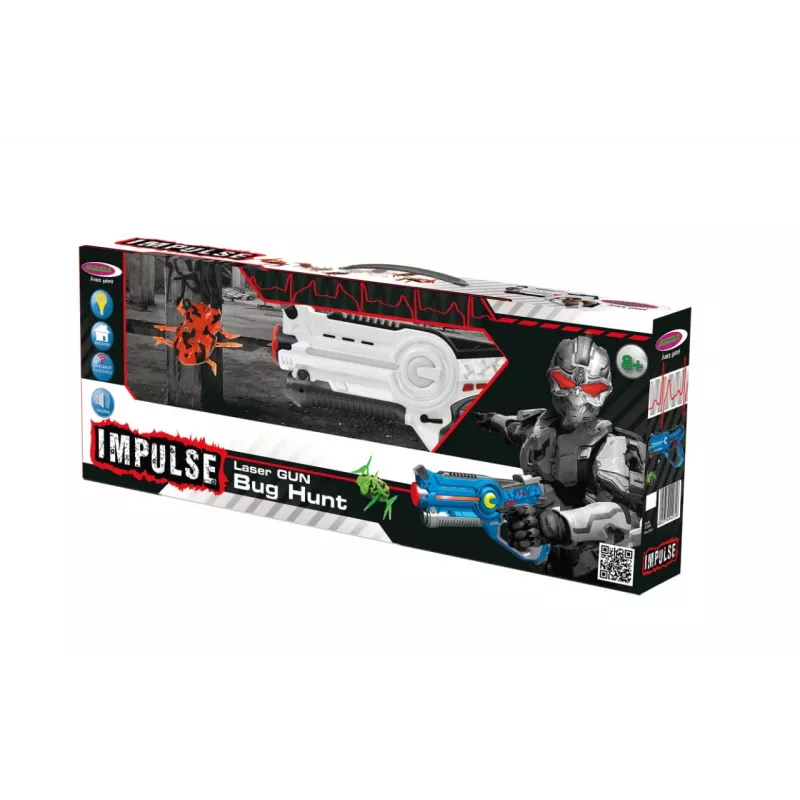 Jamara 410065 Impulse Laser Bug Hunt Set, lelulaseraase kohteella, valkoinen/oranssi