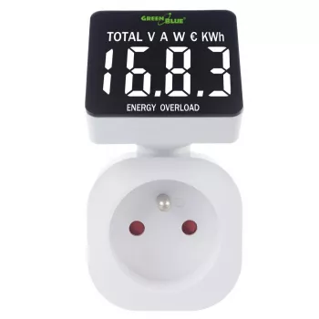 Energia-wattimittari GreenBlue GB620E 220 V verkkoon, enintään 16 A, pistokkeeseen liitettävä virta-/energiamittari