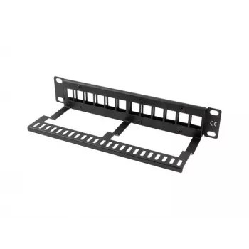 Rack-sokkelilevy LANBERG PPKS-9112-B, 12-port, 1HE, metalli, harmaa, 254×44,5×99,3 mm
