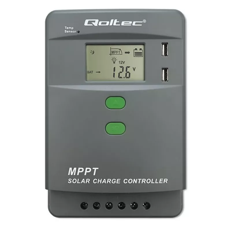 Aurinko-MPPT-lataussäädin QOLTEC 40A 12V/24V LCD-näytöllä
