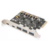 PCIe-kortti Digitus 2x USB-C 3x USB A