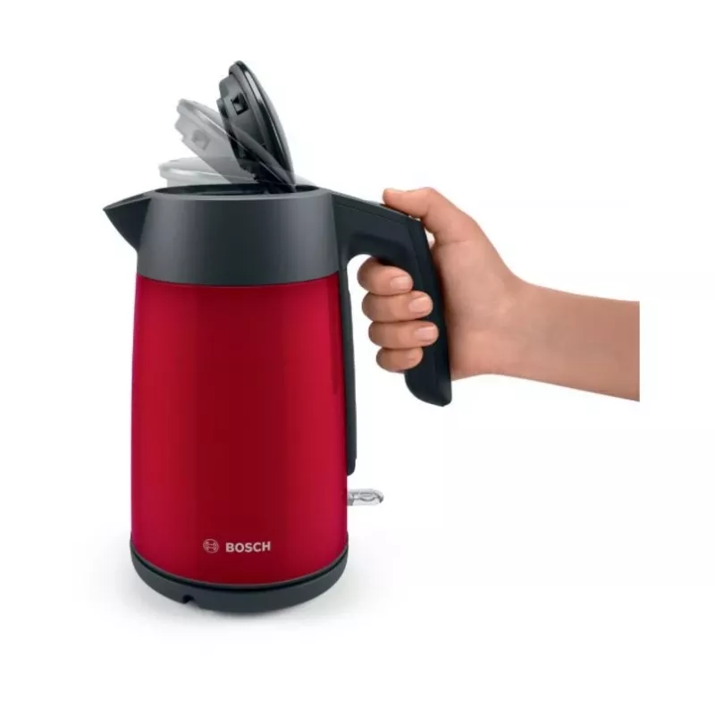 Sähköinen vedenkeitin Bosch TWK7L464 – 1,7 l tilavuus, 2400 W, punainen, muovikotelo