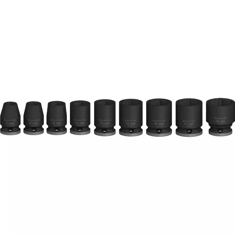 Iskuvääntöhylsysarja Bosch 3/8 inch, 9-osainen, musta, standardi
