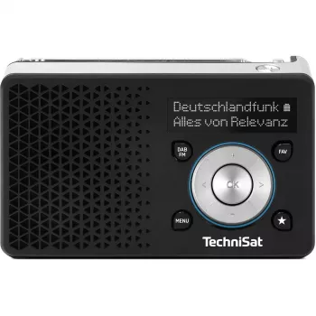 Kannettava radio TECHNISAT DIGITRADIO 1 A — DAB+/FM, OLED-näyttö, USB-C, 3,5 mm kuuloke, 1 W, musta/hopea