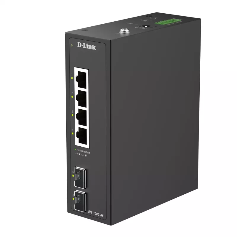 D-Link 6-porttinen Gigabit Industrial hallitsematon kytkin 2 x SFP -portilla