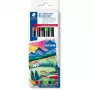 Staedtler Design Journey Around the World Eurooppa 3001 C6-1 kaksipäiset kuitukärkikynät, 6 kpl