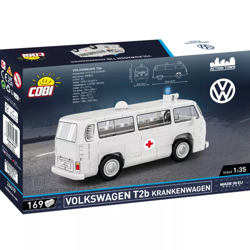 Cobi mallirakennussarja Volkswagen T2b sairaankuljetusauto 1:35 harmaa