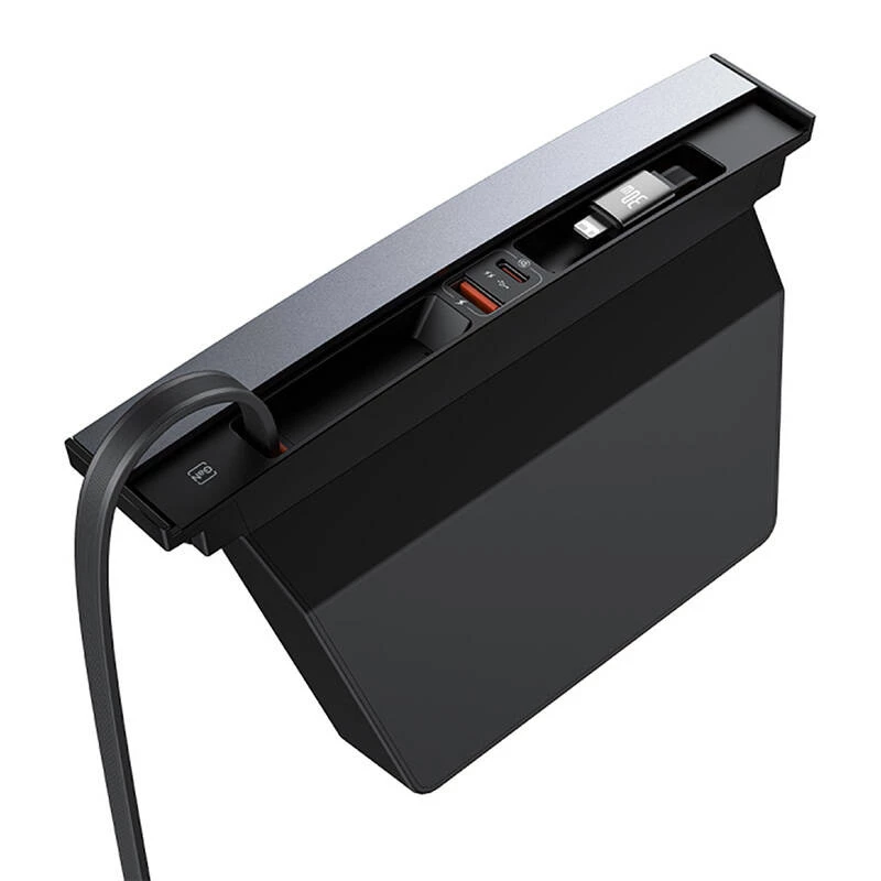 Keskitin Baseus T-Space USB-C–Lightning-kaapeleilla Tesla-autoihin (musta)