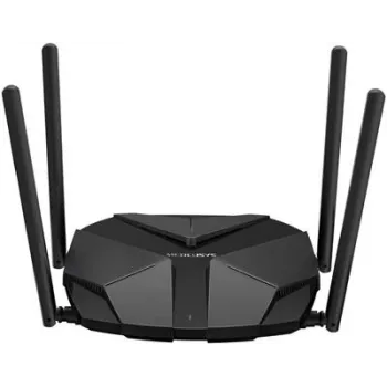Pöytäreititin MERCUSYS MR85X AX3000 Dualband‑Wi‑Fi 6, 3000 Mbit/s, 4 antennia, 3 Gigabit‑LAN‑porttia, musta