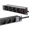 Qoltec alumiininen PDU 10'' RACK | 1U | 16A | 4xFRANZÖSISCH | 1,8m