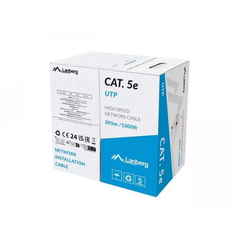 Lanberg LCU5-15CC-0305-S verkkokaapeli harmaa 305 m Cat.5/Cat.5e U/UTP (UTP)
