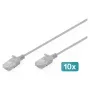 Verkkopatchkaapeli DIGITUS CAT 6 U-UTP ohut, 0,3 m, harmaa, 10 kpl:n pakkaus