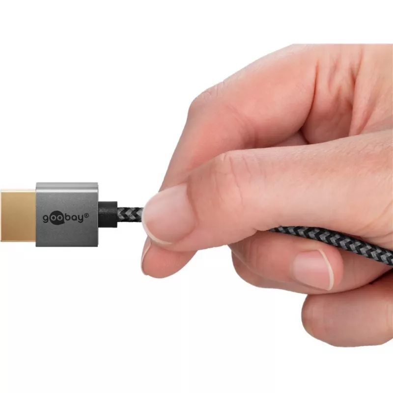 Plus Slim High-Speed-HDMI-kaapeli Ethernetillä, 8K @ 60Hz harmaa, 2 metriä