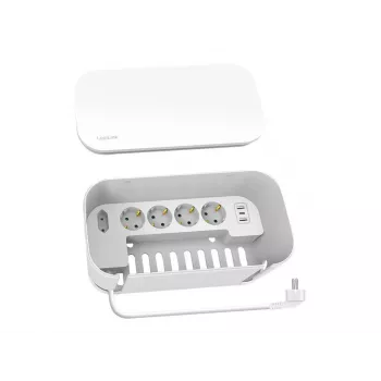 LogiLink pistorasia LPS281U 4 turvapistorasiaa 2 USB-A 1 USB-C valkoinen