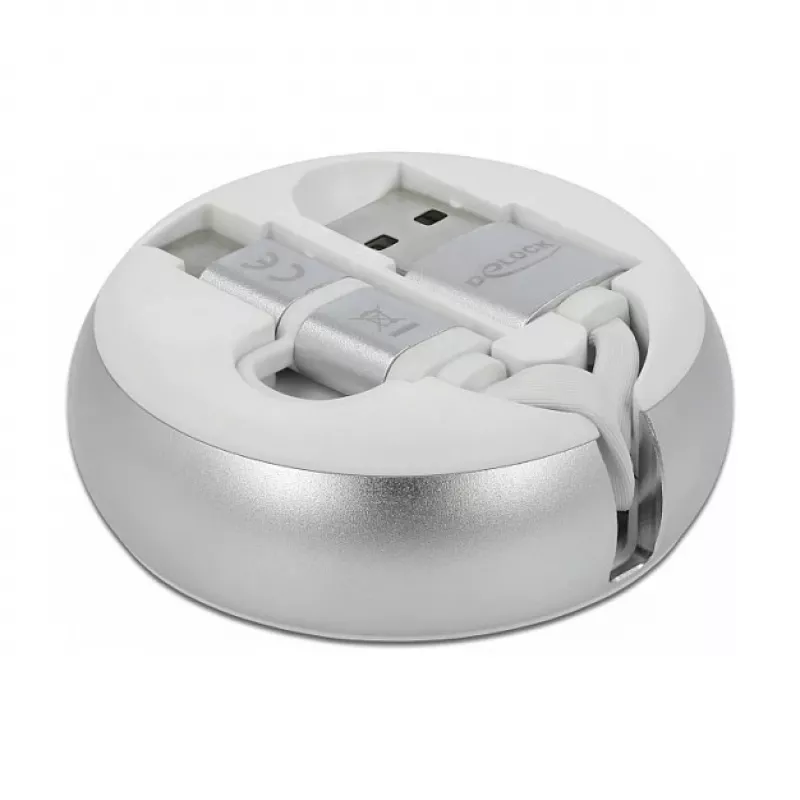 Rullattava kaapeli DeLOCK USB 2.0 2 in 1 Type-A Micro-B ja USB-C™