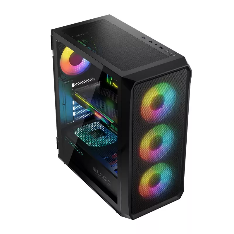 LOGIC CONCEPT Portos ARGB ATX Mid-Tower-kotelo, musta