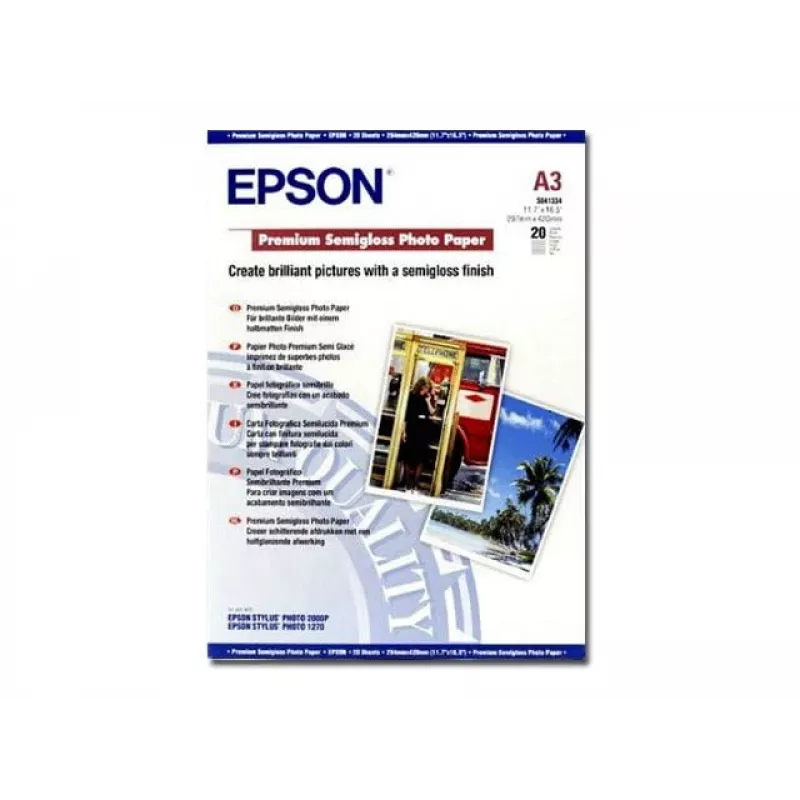 Epson Premium Semigloss valokuvapaperi, DIN A3, 251 g/m², 20 arkkia