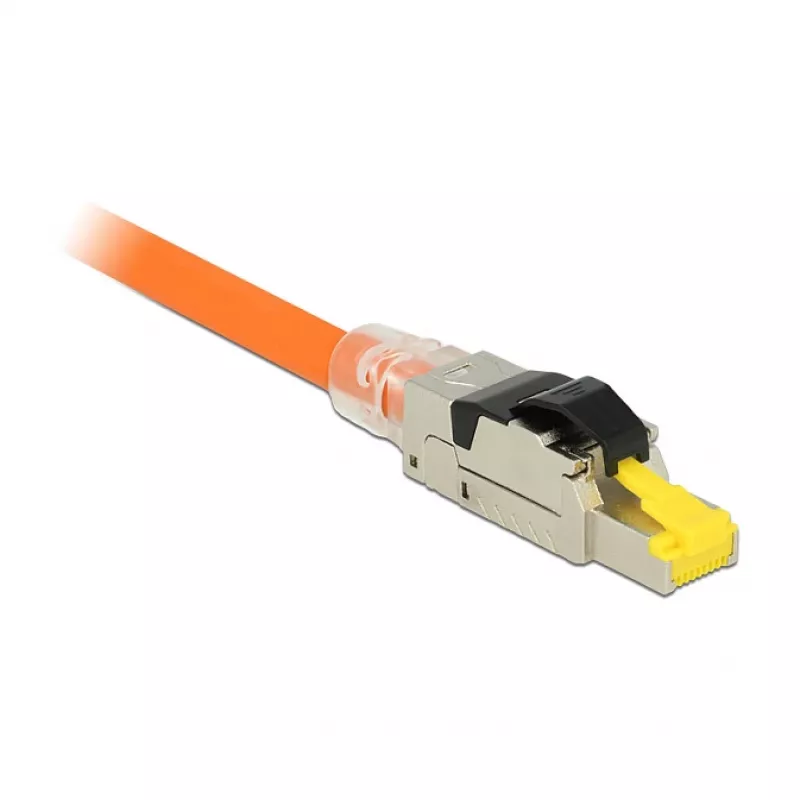 Johdinliitin RJ45 DeLOCK 86485 musta hopea läpinäkyvä keltainen