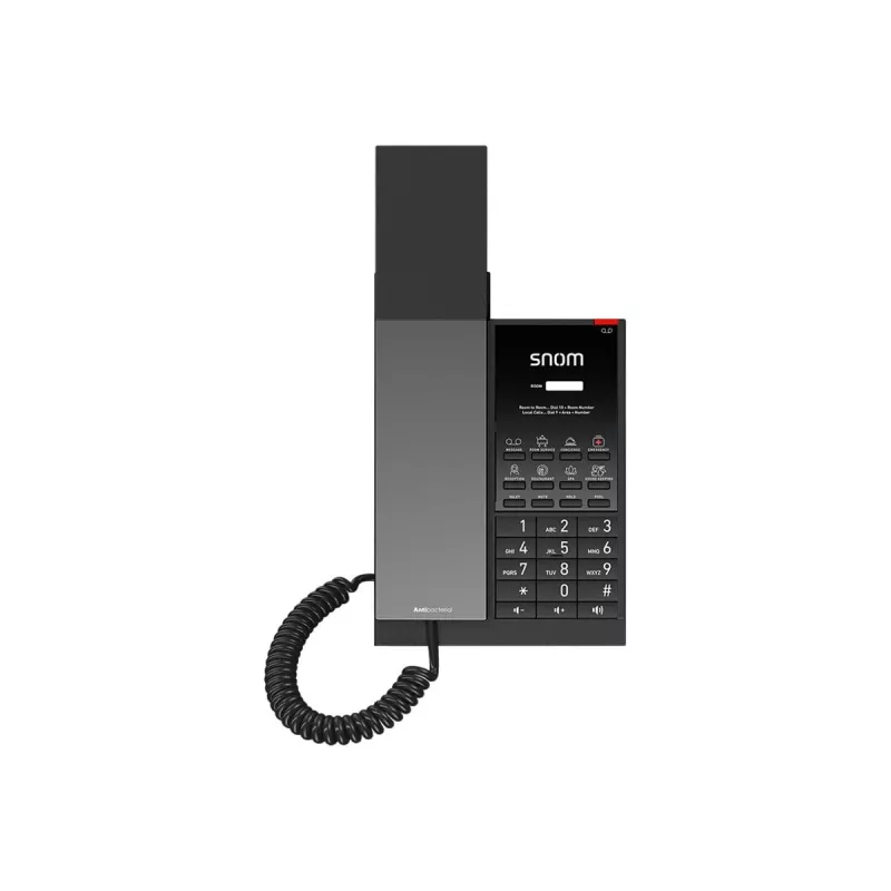 Snom HD350W SIP IP-puhelin, langallinen luuri, Gigabit Ethernet, PoE, antibakteerinen, musta