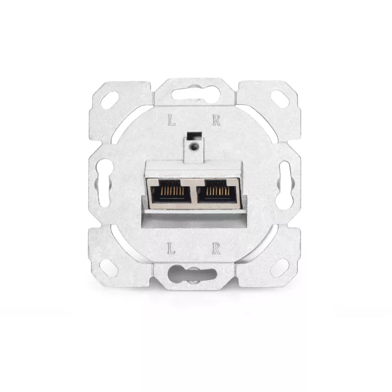 CAT.6A dataliitäntärasia, pinta-asennus, suojattu, 2x RJ-45 LSA (valkoinen, 5 kpl, Class E)