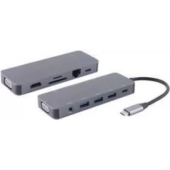 shiverpeaks ®-BASIC-S--USB-DOCK--USB-C-moniporttitelakka, 11in1, HDMI, VGA, PD, keskitin, SD, LAN, AUX (BS14-05028)