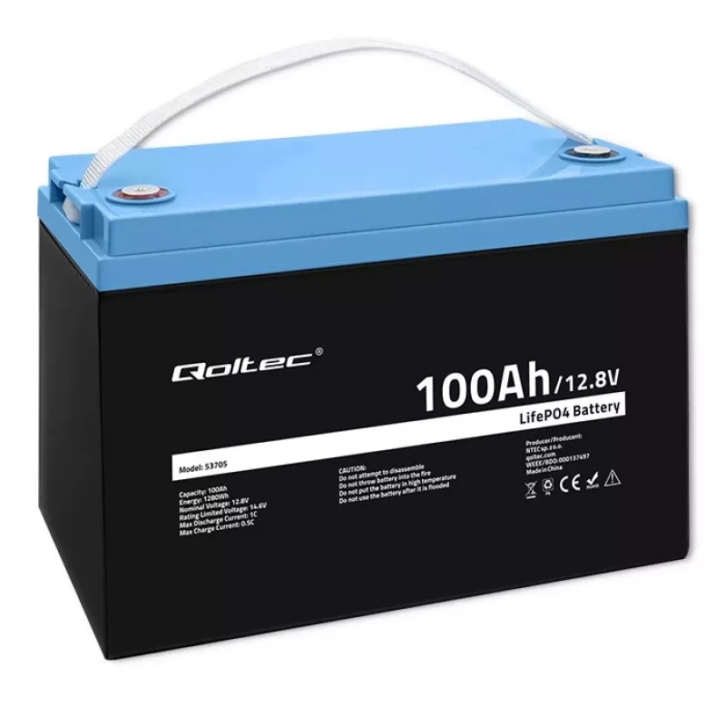 Qoltec 53705 litiumrautafosfaattiakku 100 Ah 12,8 V