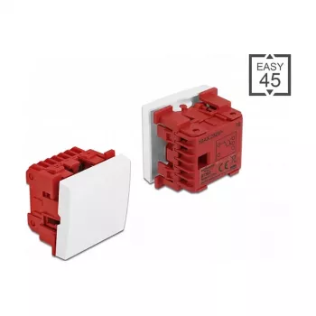 Painokytkin DELOCK Easy 45 1P valkoinen, 250 V AC, 10 A, 45×45×37 mm