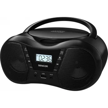 Boombox SENCOR SPT2300BK — CD-soitin, MP3, USB, Bluetooth 5.1, FM, AUX, 4 W, paristokäyttöinen/verkkovirta