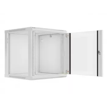 Lanberg seinäasennettava asennuskaappi 19'' 12U 600x600mm harmaa (lasiliukuovi)