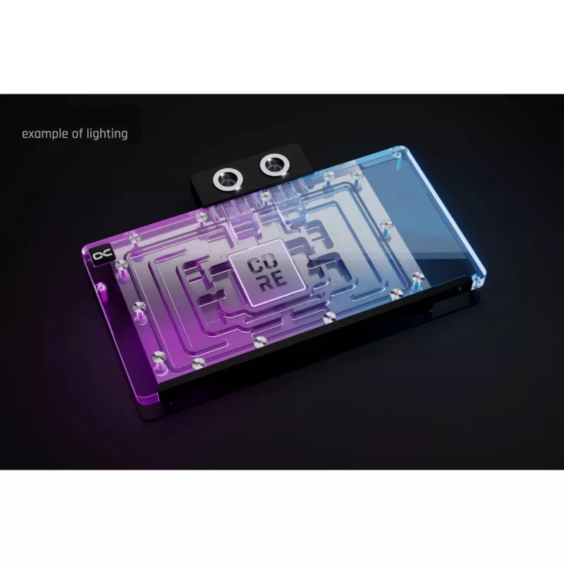 Alphacool Core GPU-vesijäähdytin GeForce RTX 5090:lle ARGB:llä ja taustalevyllä