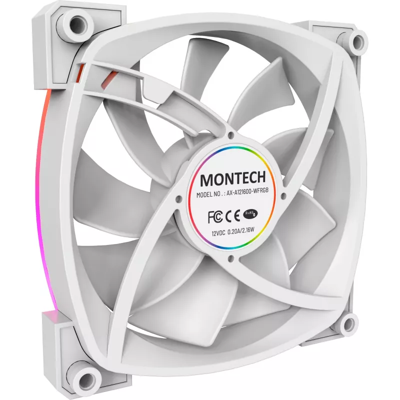 Montech AX120 120 mm PWM ARGB kotelotuuletin, 3 kpl:n pakkaus, valkoinen