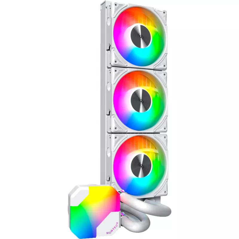 360mm jäähdytin Montech HyperFlow ARGB 360 White — 360mm nestejäähdytysjäähdytin PC:lle