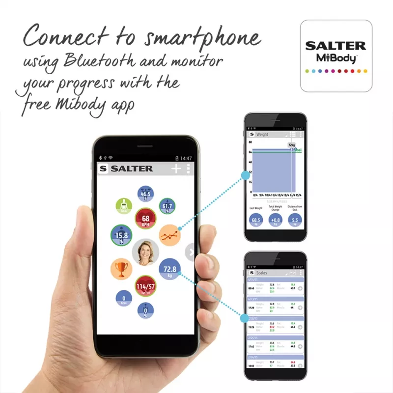 Henkilövaaka Salter 9192 BK3R Curve Bluetooth Smart Analyzer
