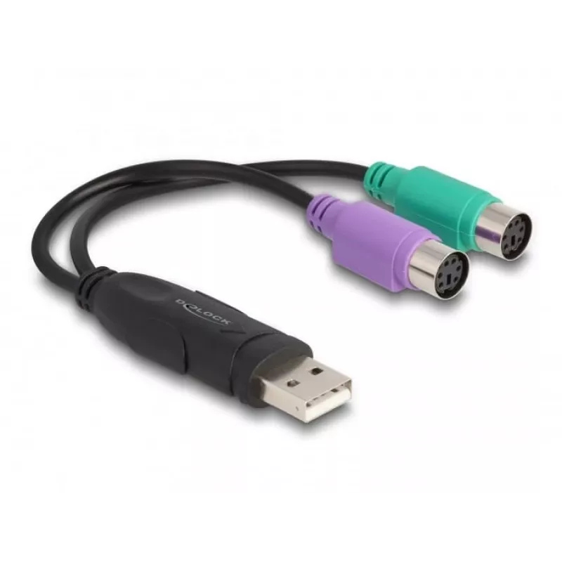 DeLOCK USB-PS/2-sovitin 0,17 m 2x 6-pol. Mini-DIN USB A