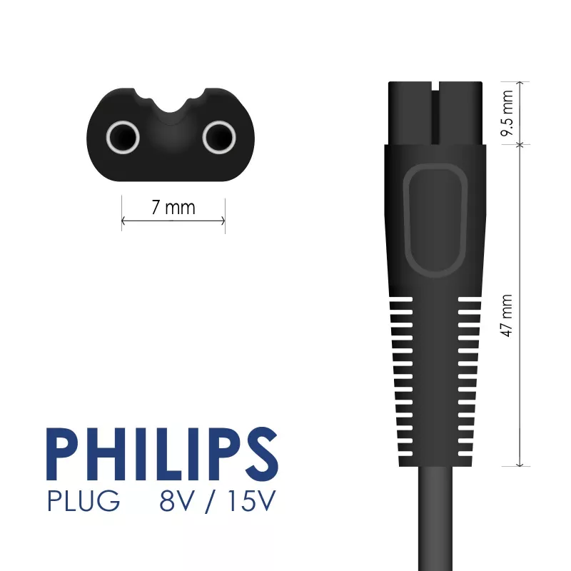 Akyga AK-PD-16 virtalähde Philips AquaTouch / Bodygroom -laitteille, 8 V, 100 mA, 0,8 W, 1,2 m