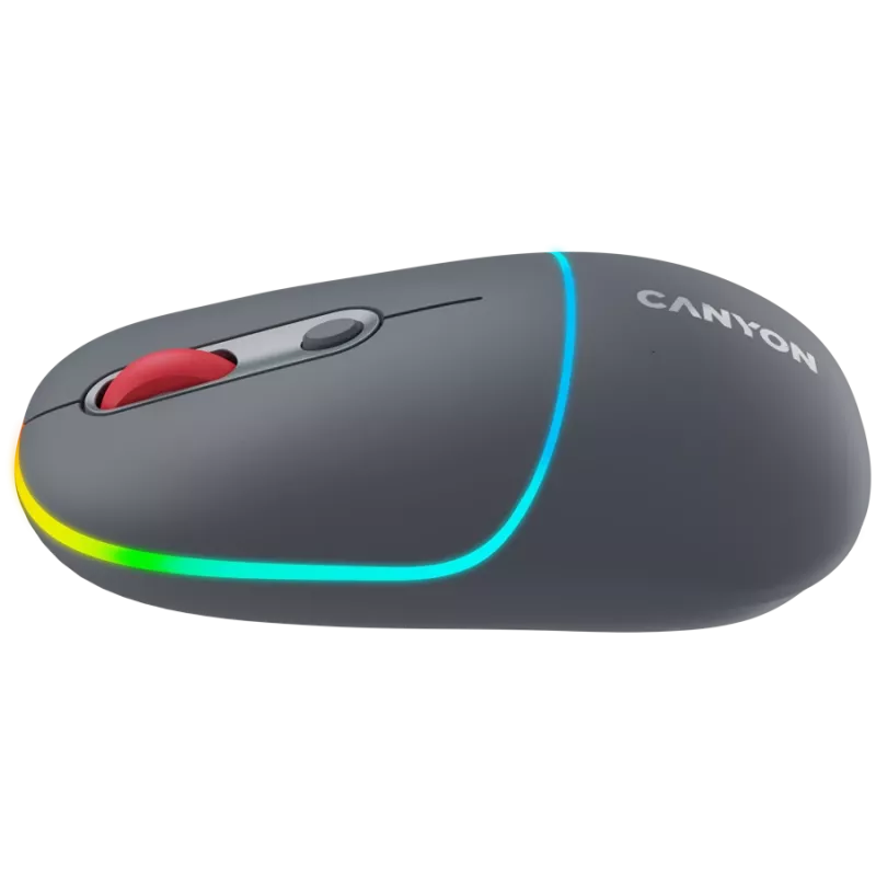 Canyon MW-22 2in1 RGB langaton hiiri - harmaa - Bluetooth/RF - 1 600 dpi - ladattava