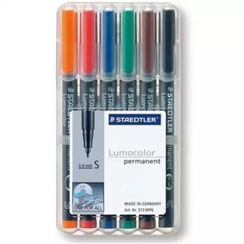 Pysyvä tussi Staedtler 313 WP6 musta sininen ruskea vihreä oranssi punainen
