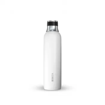 Hiilihapotusvesipullo BRITA 1046738 juomavesisoodastimeen, ruostumaton teräs, 650 ml, 77 mm Ø, 278 mm korkeus