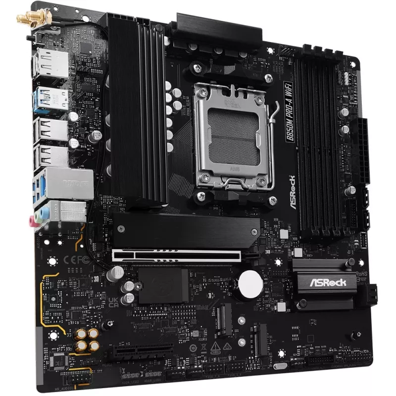 Emolevy ASRock B850M Pro-A WiFi micro ATX – AMD B850, kanta AM5, DDR5, 4x DIMM, 256 GB, Wi-Fi, 2,5 Gb LAN