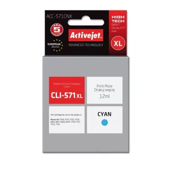Activejet ACC-571CNX muste (Canon CLI-571XLC -yhteensopiva; Supreme; 12 ml; syaani)