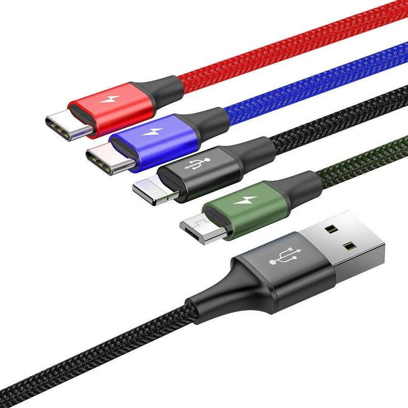 USB-kaapeli Baseus Fast 4in1 2xUSB-C / Lightning / Micro 3.5A 1.2m (musta)
