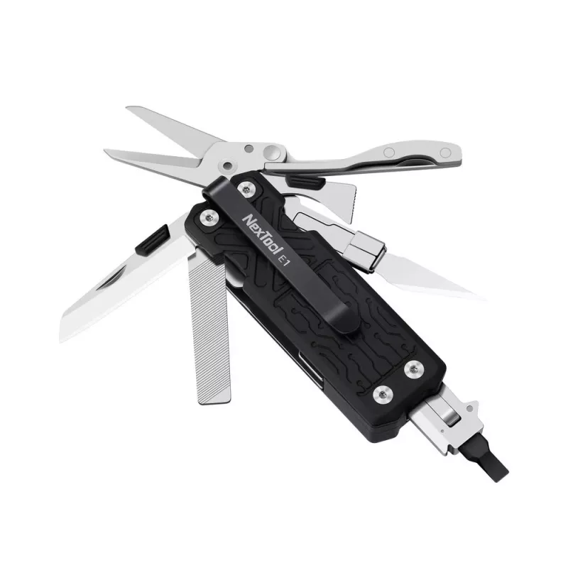 Monitoimityökalu Nextool E1 10-in-1 taskumonitoimityökalu, musta, taittoveitsi, 94 g, taitettuna 7,9 cm