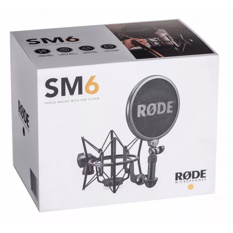 RODE SM6 iskunvaimennuskiinnike pop-suodattimella, musta