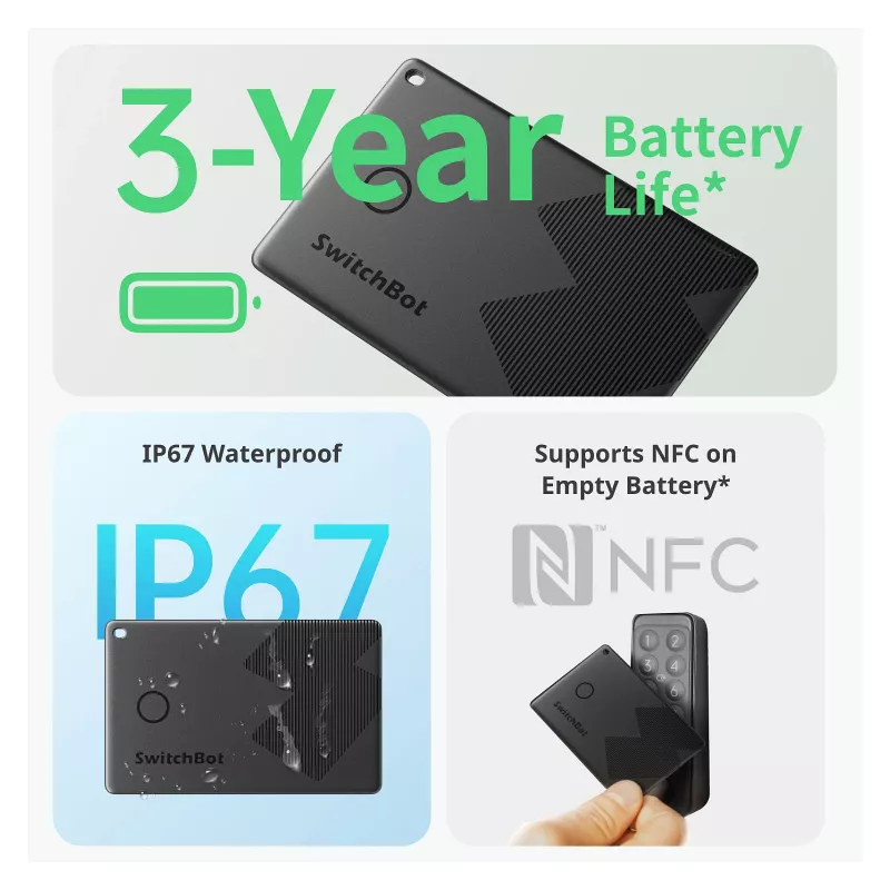 Switchbot lompakkotracker-kortti NFC-yhteensopiva (W2500032)