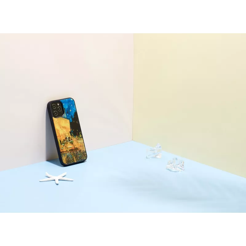 iKins suojakotelo Apple iPhone 12 / 12 Pro – musta, kuosi Café Terrace
